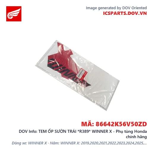 TEM ỐP SƯỜN TRÁI *R389* WINNER X - Phụ tùng Honda chính hãng