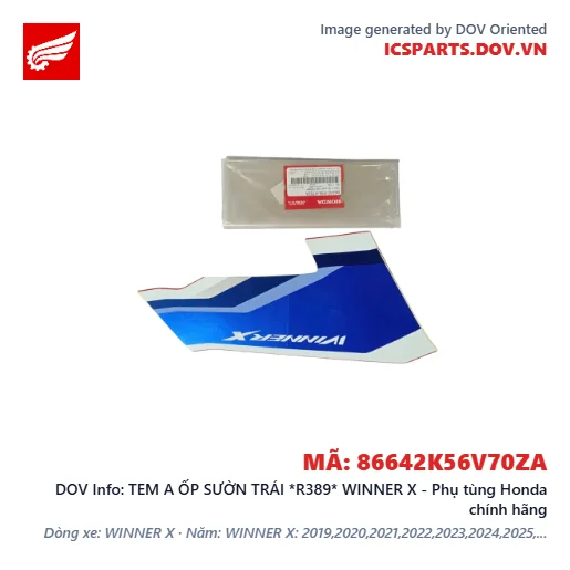 TEM A ỐP SƯỜN TRÁI *R389* WINNER X - Phụ tùng Honda chính hãng