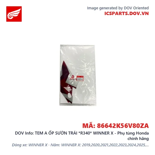 TEM A ỐP SƯỜN TRÁI *R340* WINNER X - Phụ tùng Honda chính hãng