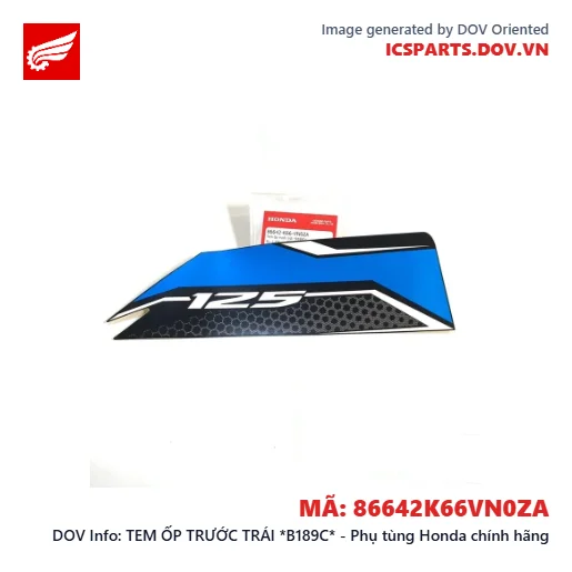 TEM ỐP TRƯỚC TRÁI *B189C* - Phụ tùng Honda chính hãng