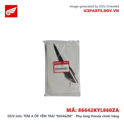 TEM A ỐP YẾM TRÁI *NHA62M* - Phụ tùng Honda chính hãng