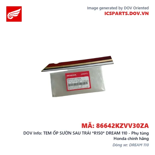 TEM ỐP SƯỜN SAU TRÁI *R150* DREAM 110 - Phụ tùng Honda chính hãng