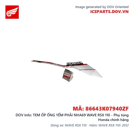 TEM ỐP ỐNG YẾM PHẢI NHA69 WAVE RSX 110 - Phụ tùng Honda chính hãng