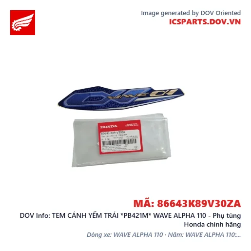 TEM CÁNH YẾM TRÁI *PB421M* WAVE ALPHA 110 - Phụ tùng Honda chính hãng