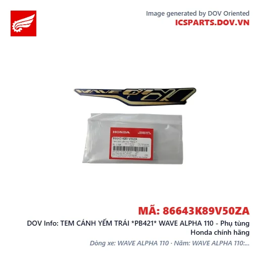 TEM CÁNH YẾM TRÁI *PB421* WAVE ALPHA 110 - Phụ tùng Honda chính hãng
