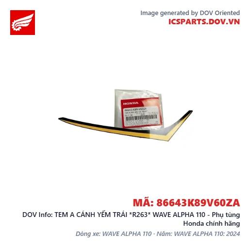 TEM A CÁNH YẾM TRÁI *R263* WAVE ALPHA 110 - Phụ tùng Honda chính hãng