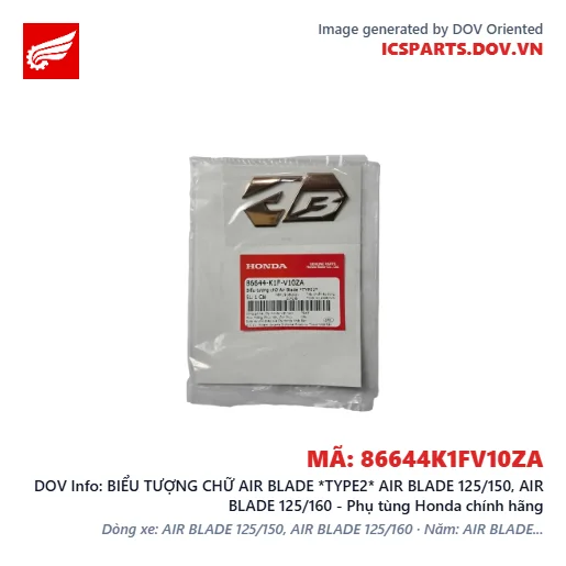 BIỂU TƯỢNG CHỮ AIR BLADE *TYPE2* AIR BLADE 125/150, AIR BLADE 125/160 - Phụ tùng Honda chính hãng