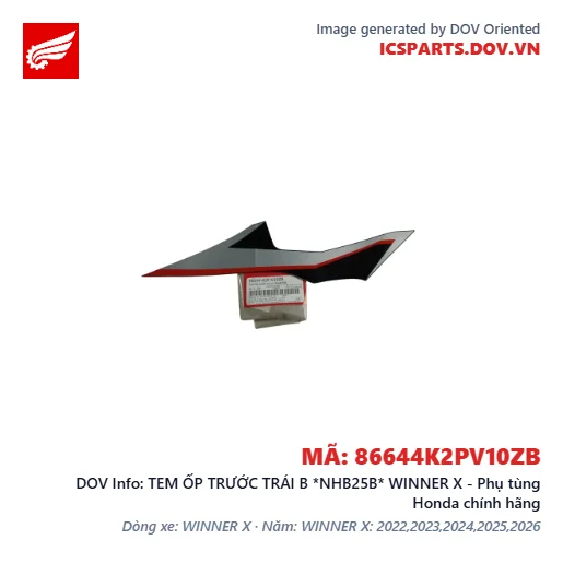 TEM ỐP TRƯỚC TRÁI B *NHB25B* WINNER X - Phụ tùng Honda chính hãng