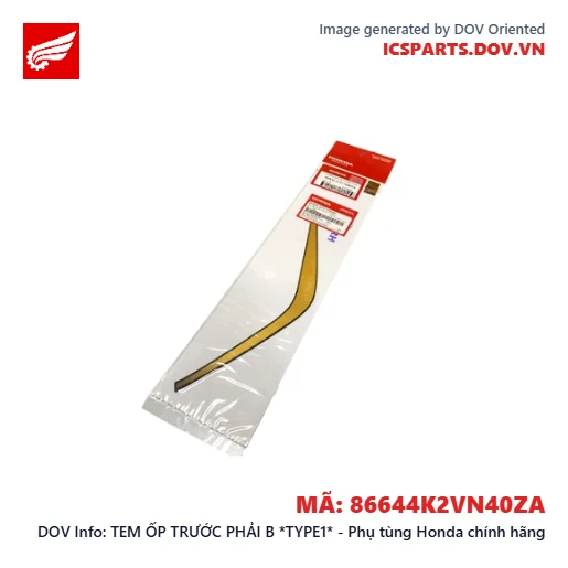 TEM ỐP TRƯỚC PHẢI B *TYPE1* - Phụ tùng Honda chính hãng