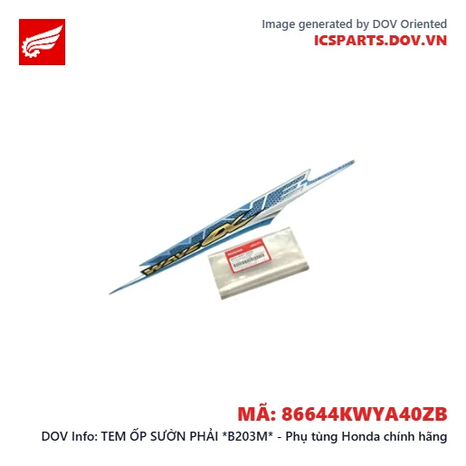 TEM ỐP SƯỜN PHẢI *B203M* - Phụ tùng Honda chính hãng