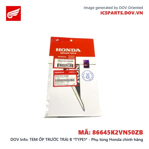 TEM ỐP TRƯỚC TRÁI B *TYPE1* - Phụ tùng Honda chính hãng