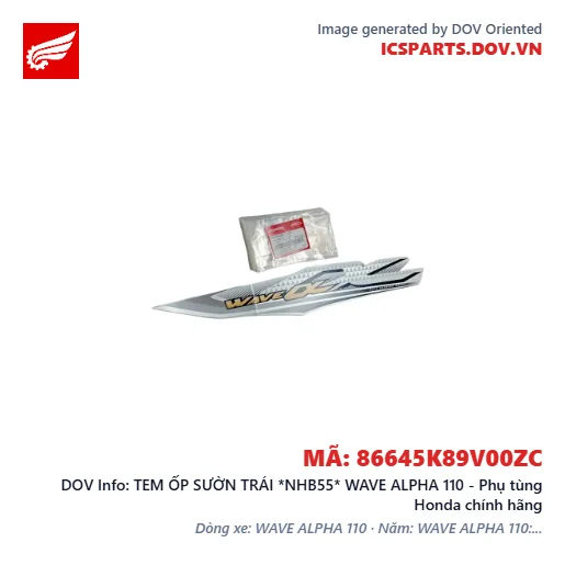 TEM ỐP SƯỜN TRÁI *NHB55* WAVE ALPHA 110 - Phụ tùng Honda chính hãng