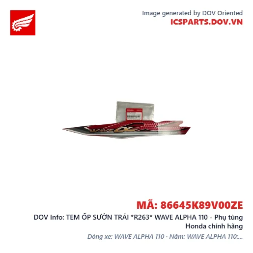 TEM ỐP SƯỜN TRÁI *R263* WAVE ALPHA 110 - Phụ tùng Honda chính hãng