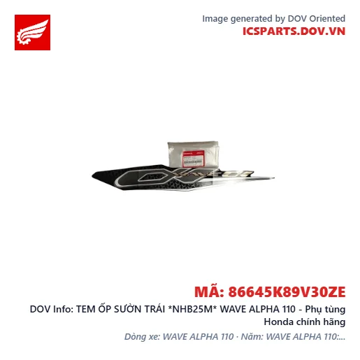 TEM ỐP SƯỜN TRÁI *NHB25M* WAVE ALPHA 110 - Phụ tùng Honda chính hãng