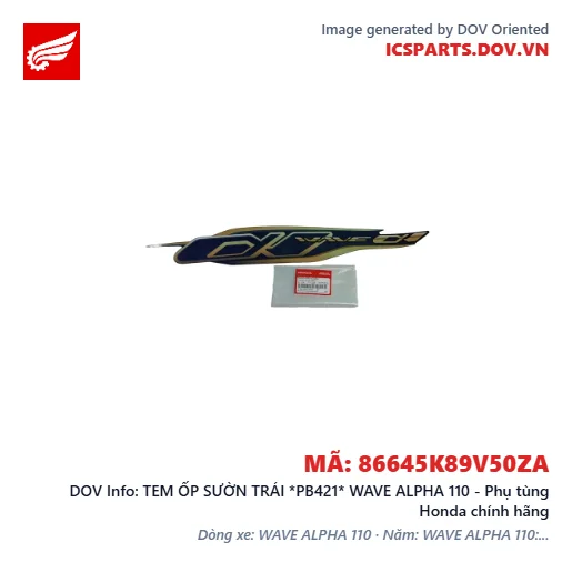 TEM ỐP SƯỜN TRÁI *PB421* WAVE ALPHA 110 - Phụ tùng Honda chính hãng