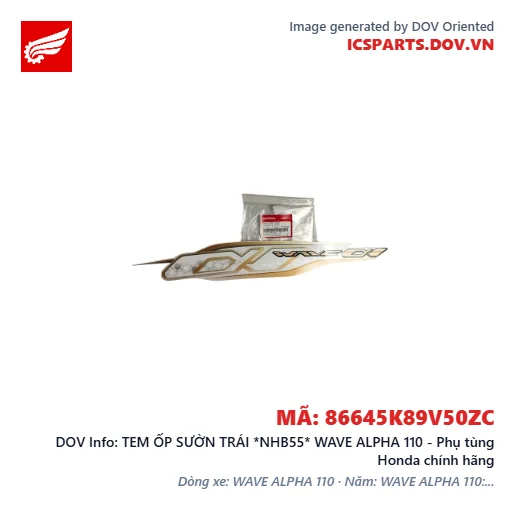 TEM ỐP SƯỜN TRÁI *NHB55* WAVE ALPHA 110 - Phụ tùng Honda chính hãng
