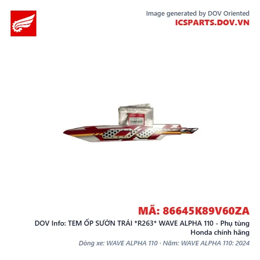 TEM ỐP SƯỜN TRÁI *R263* WAVE ALPHA 110 - Phụ tùng Honda chính hãng
