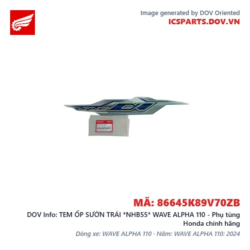 TEM ỐP SƯỜN TRÁI *NHB55* WAVE ALPHA 110 - Phụ tùng Honda chính hãng