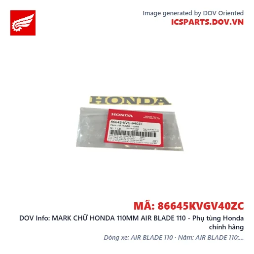 MARK CHỮ HONDA 110MM AIR BLADE 110 - Phụ tùng Honda chính hãng