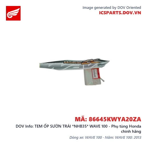 TEM ỐP SƯỜN TRÁI *NHB35* WAVE 100 - Phụ tùng Honda chính hãng
