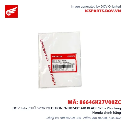 CHỮ SPORTYEDITION *NHB24X* AIR BLADE 125 - Phụ tùng Honda chính hãng