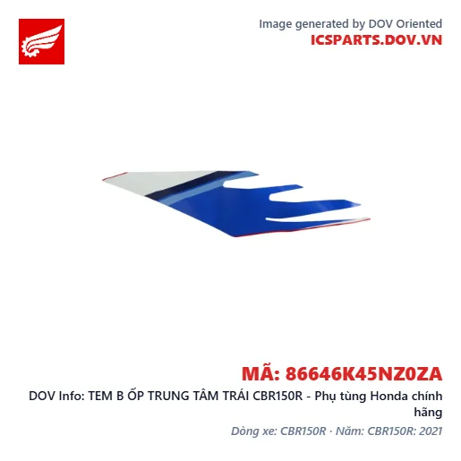 TEM B ỐP TRUNG TÂM TRÁI CBR150R - Phụ tùng Honda chính hãng