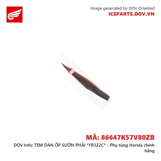TEM DÁN ỐP SƯỜN PHẢI *YR322C* - Phụ tùng Honda chính hãng
