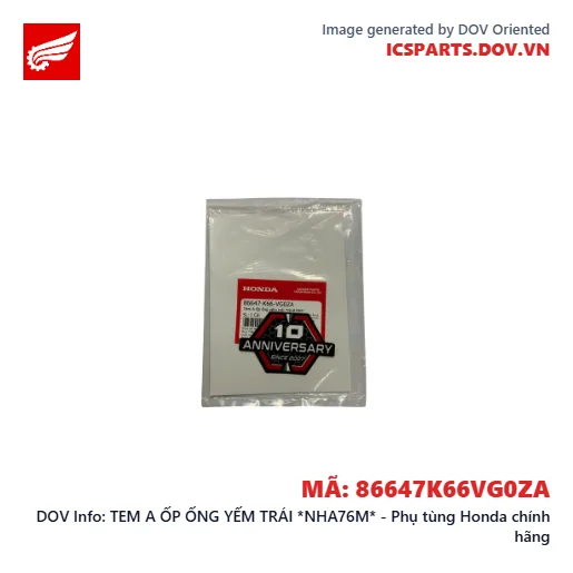 TEM A ỐP ỐNG YẾM TRÁI *NHA76M* - Phụ tùng Honda chính hãng