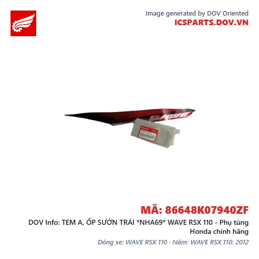 TEM A, ỐP SƯỜN TRÁI *NHA69* WAVE RSX 110 - Phụ tùng Honda chính hãng