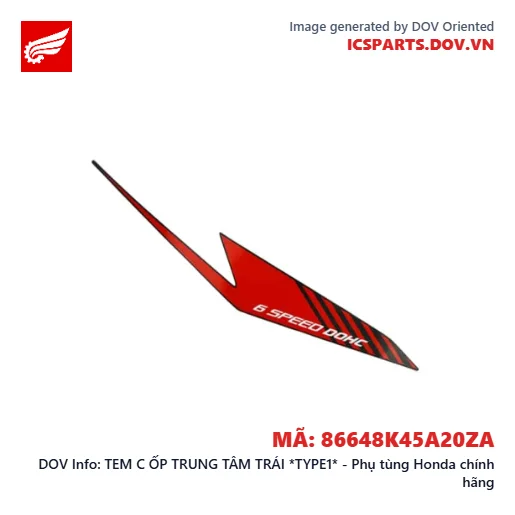 TEM C ỐP TRUNG TÂM TRÁI *TYPE1* - Phụ tùng Honda chính hãng