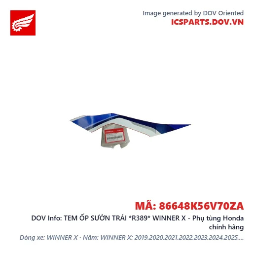 TEM ỐP SƯỜN TRÁI *R389* WINNER X - Phụ tùng Honda chính hãng