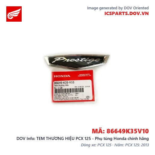TEM THƯƠNG HIỆU PCX 125 - Phụ tùng Honda chính hãng