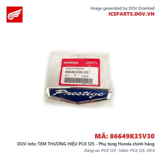 TEM THƯƠNG HIỆU PCX 125 - Phụ tùng Honda chính hãng