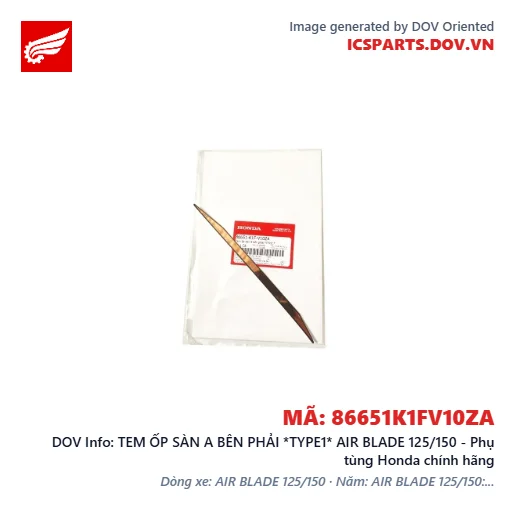TEM ỐP SÀN A BÊN PHẢI *TYPE1* AIR BLADE 125/150 - Phụ tùng Honda chính hãng