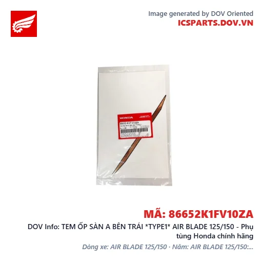 TEM ỐP SÀN A BÊN TRÁI *TYPE1* AIR BLADE 125/150 - Phụ tùng Honda chính hãng