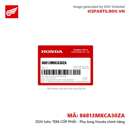 TEM CỐP PHẢI - Phụ tùng Honda chính hãng