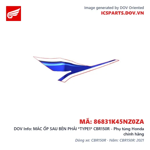 MÁC ỐP SAU BÊN PHẢI *TYPE1* CBR150R - Phụ tùng Honda chính hãng