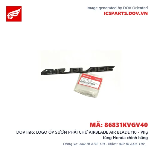 LOGO ỐP SƯỜN PHẢI CHỮ AIRBLADE AIR BLADE 110 - Phụ tùng Honda chính hãng
