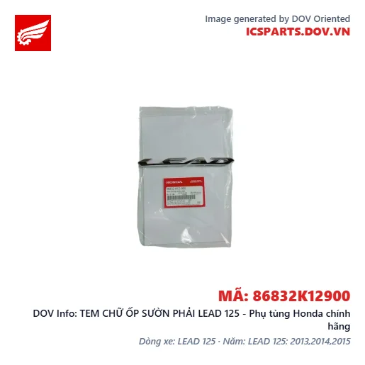 TEM CHỮ ỐP SƯỜN PHẢI LEAD 125 - Phụ tùng Honda chính hãng