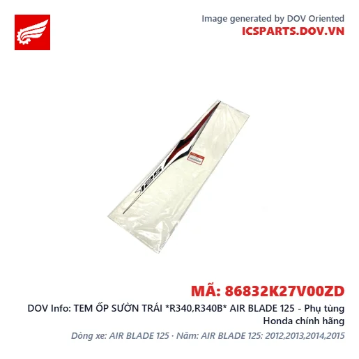 TEM ỐP SƯỜN TRÁI *R340,R340B* AIR BLADE 125 - Phụ tùng Honda chính hãng