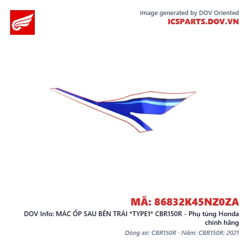 MÁC ỐP SAU BÊN TRÁI *TYPE1* CBR150R - Phụ tùng Honda chính hãng