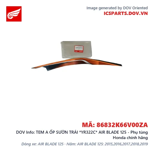 TEM A ỐP SƯỜN TRÁI *YR322C* AIR BLADE 125 - Phụ tùng Honda chính hãng