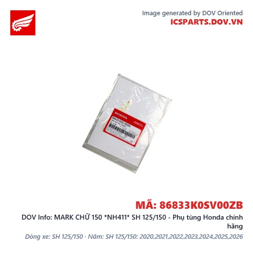 MARK CHỮ 150 *NH411* SH 125/150 - Phụ tùng Honda chính hãng
