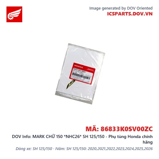MARK CHỮ 150 *NHC26* SH 125/150 - Phụ tùng Honda chính hãng