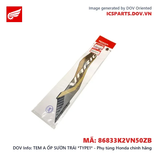 TEM A ỐP SƯỜN TRÁI *TYPE1* - Phụ tùng Honda chính hãng