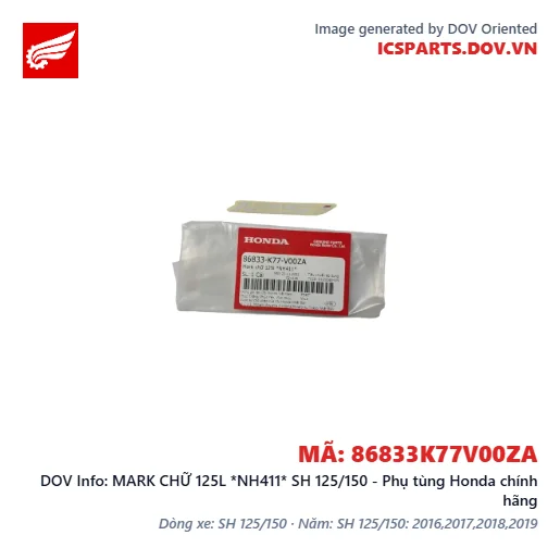 MARK CHỮ 125L *NH411* SH 125/150 - Phụ tùng Honda chính hãng