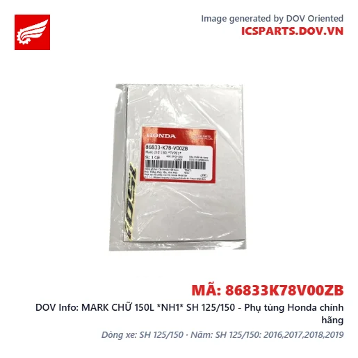 MARK CHỮ 150L *NH1* SH 125/150 - Phụ tùng Honda chính hãng