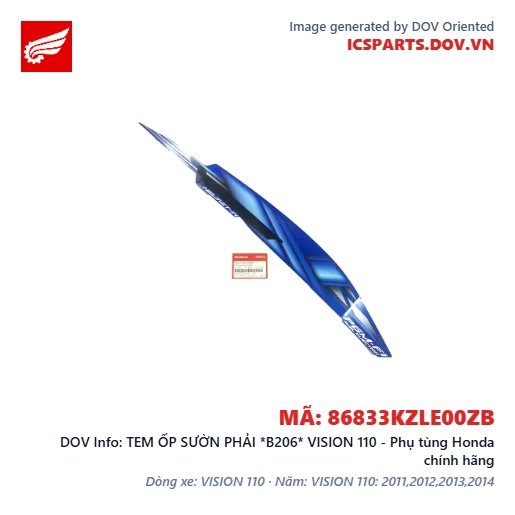 TEM ỐP SƯỜN PHẢI *B206* VISION 110 - Phụ tùng Honda chính hãng