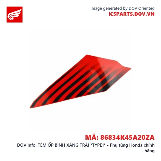 TEM ỐP BÌNH XĂNG TRÁI *TYPE1* - Phụ tùng Honda chính hãng