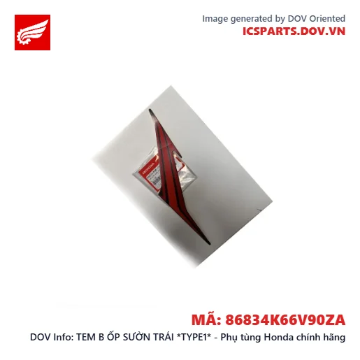TEM B ỐP SƯỜN TRÁI *TYPE1* - Phụ tùng Honda chính hãng